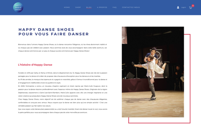Bloc site internet happy danse shoes
