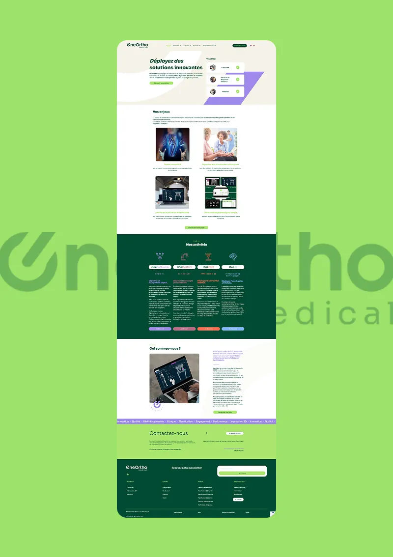 Site internet de OneOrtho réalisé par Codaza