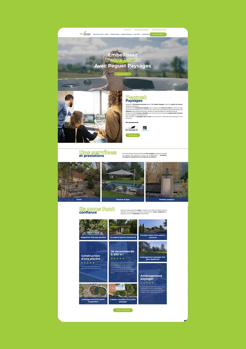 Site internet de Peguet Paysages réalisé par Codaza
