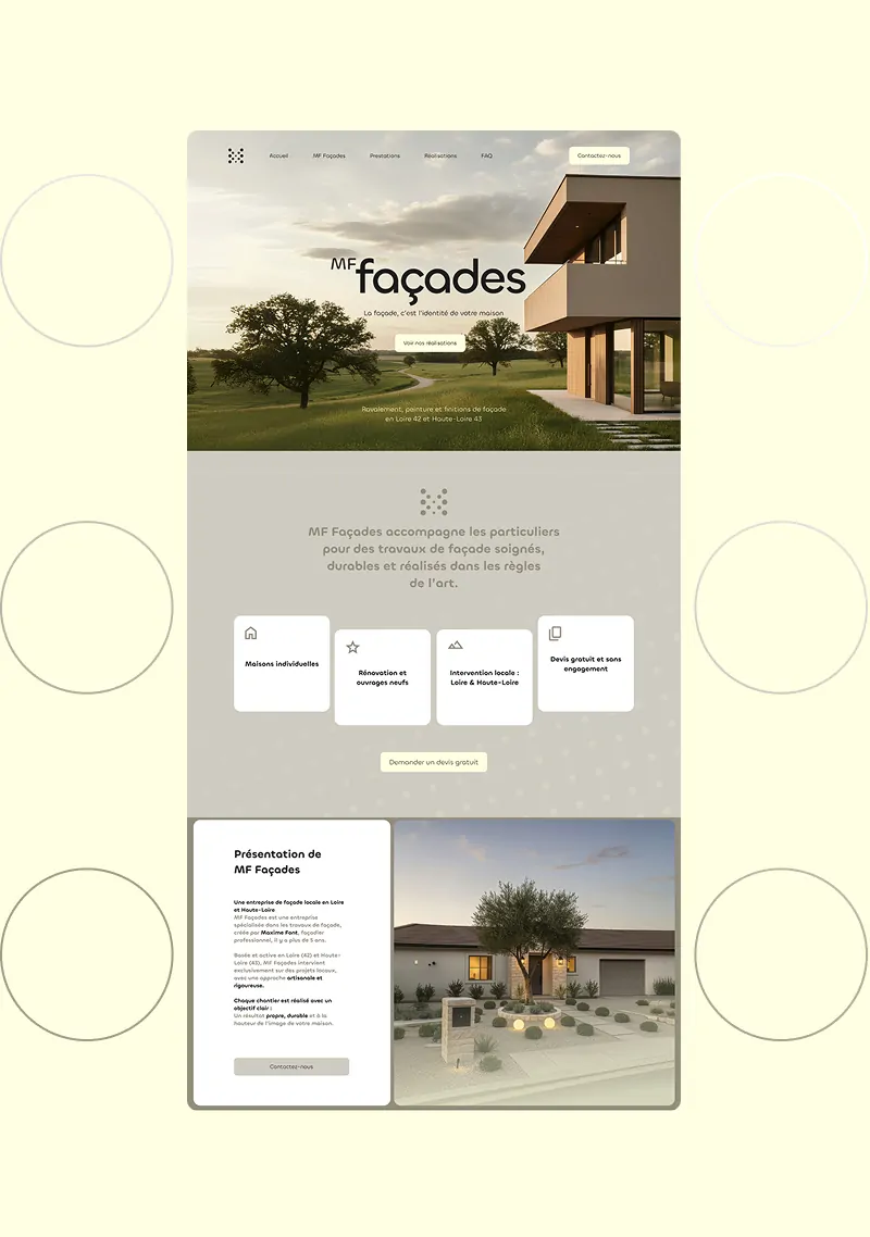 Site internet de MF Façades réalisé par Codaza