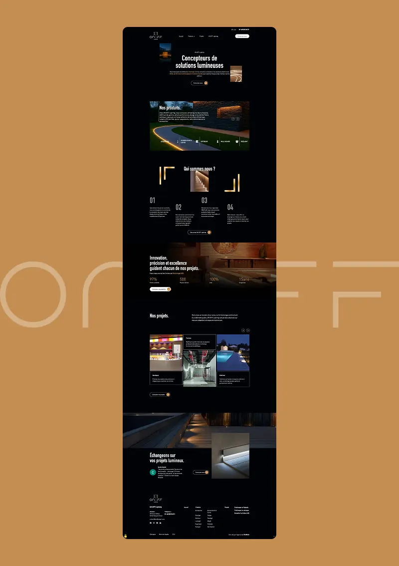 Site internet de OnOff Lighting réalisé par Codaza